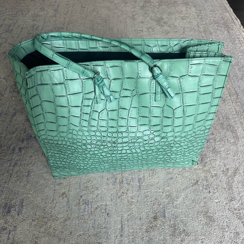 Teal/Green Snakeskin Tote